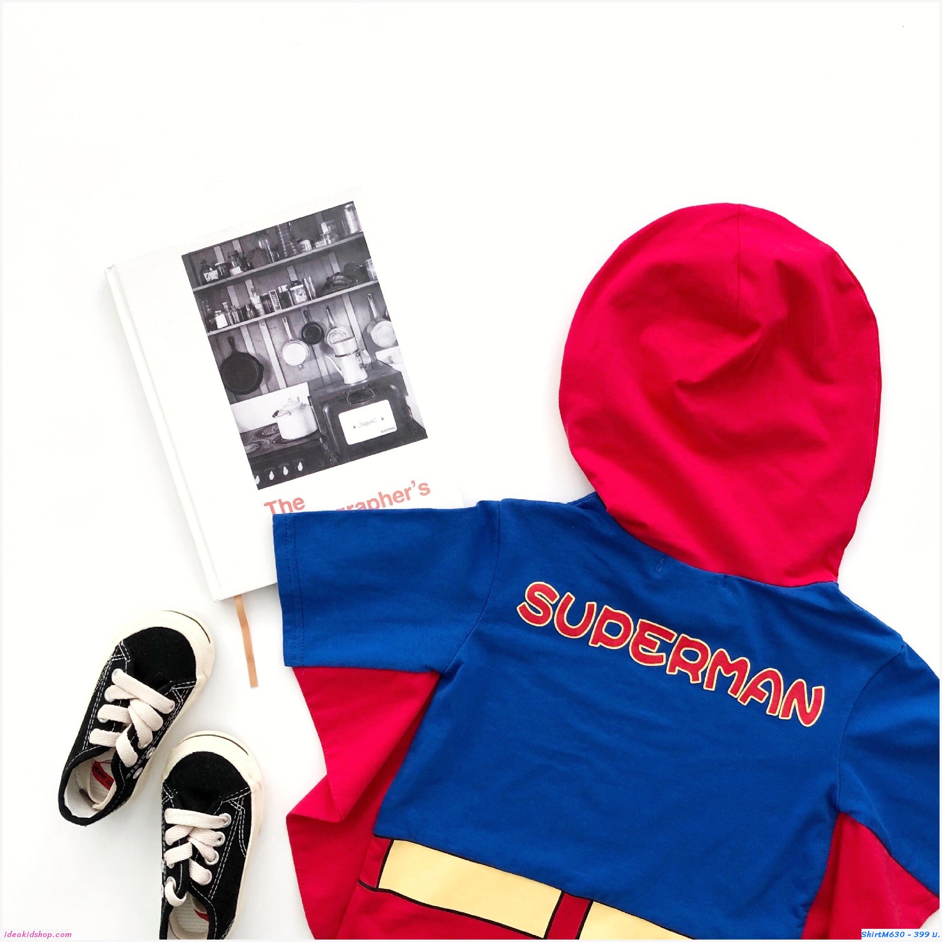 เสื้อยืดเด็ก Superman พร้อมฮูดหน้ากาก