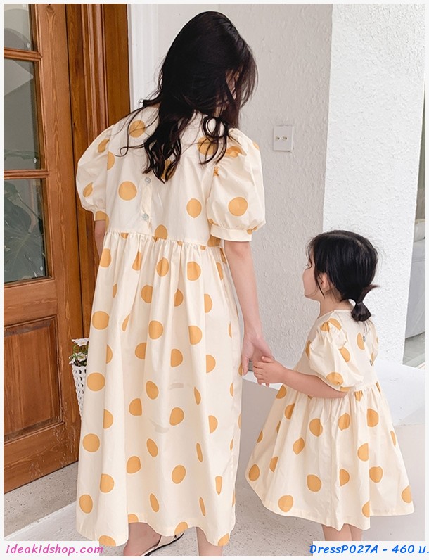 ชุดเดรสสไตล์ Marimekko แขนตุ๊กตา สีขาว