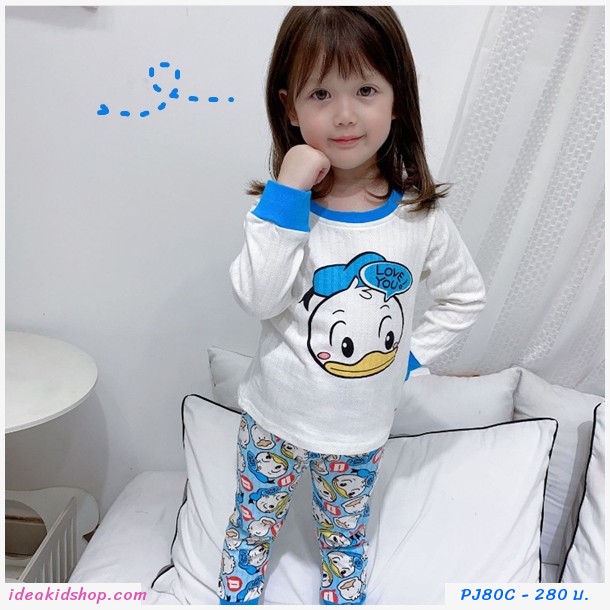 ชุดนอนเด็กพรีเมี่ยม แบบแขนยาวขายาว ลาย Donald duck