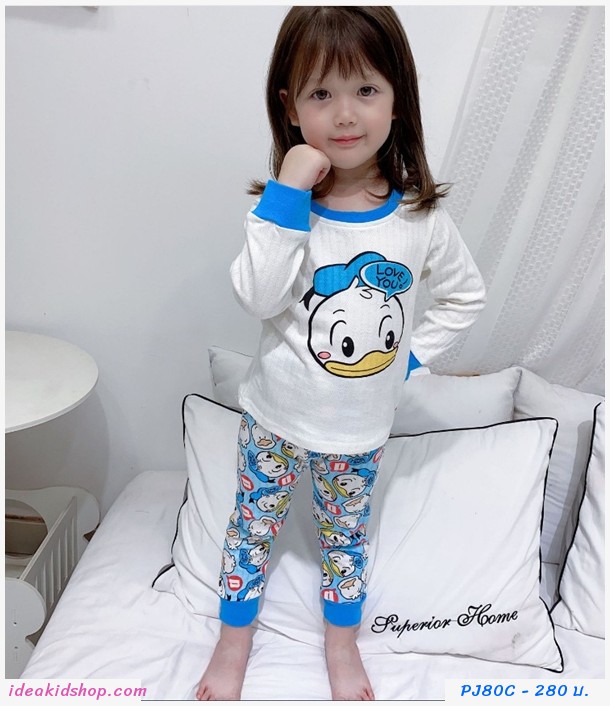ชุดนอนเด็กพรีเมี่ยม แบบแขนยาวขายาว ลาย Donald duck