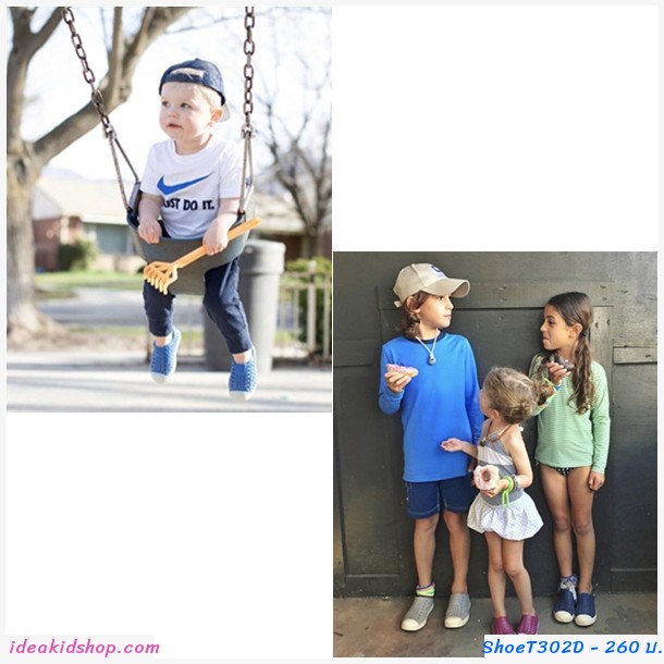 รองเท้าแฟชั่นเด็กสไตล์ Native สีแดง(แถมจิ๊บบิท 4 ตัว)