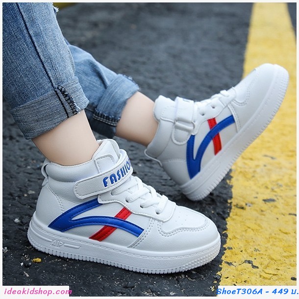 รองเท้าผ้าใบหุ้มข้อสไตล์โอนิ Onitsuka สีน้ำเงินแดง