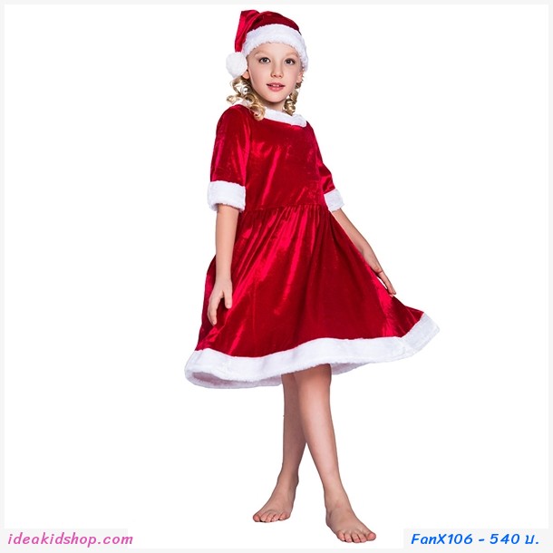 เดรสแซนตี้และหมวก Xmas สีแดง