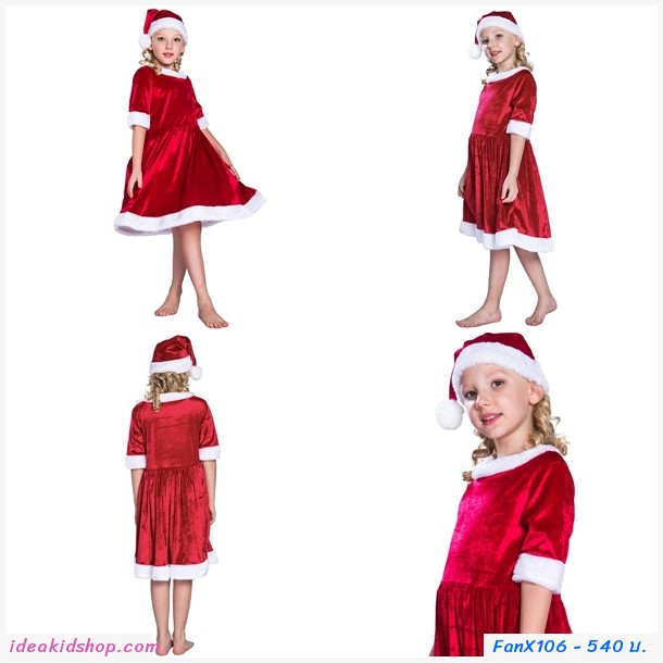 เดรสแซนตี้และหมวก Xmas สีแดง
