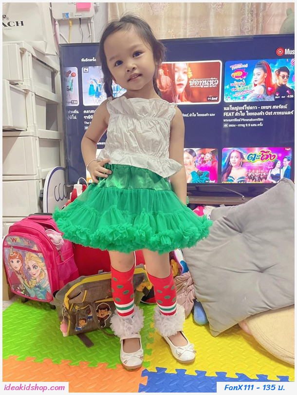 ถุงขาเด็ก Xmas ลาย A พู่ขาว