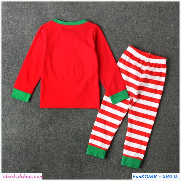 ชุดเสื้อกางเกง Xmas กวางเรนเดียร์น้อย สีแดง