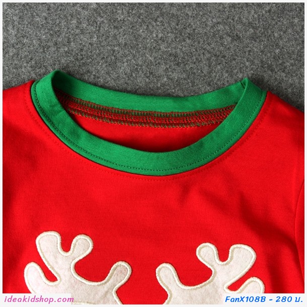 ชุดเสื้อกางเกง Xmas กวางเรนเดียร์น้อย สีแดง