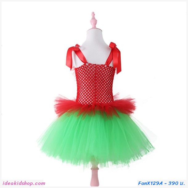 ชุดเดรสแซนตี้ Xmas Tutu สีเขียวแดง