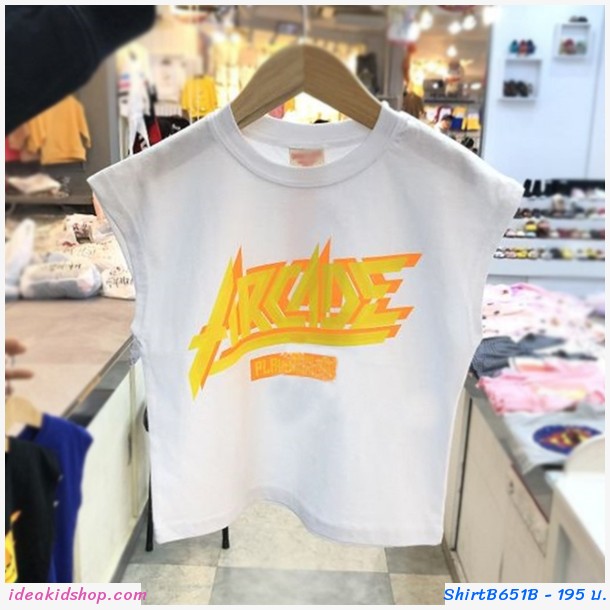 เสื้อยืดเด็กแขนเต่อ ARCADE สีขาว