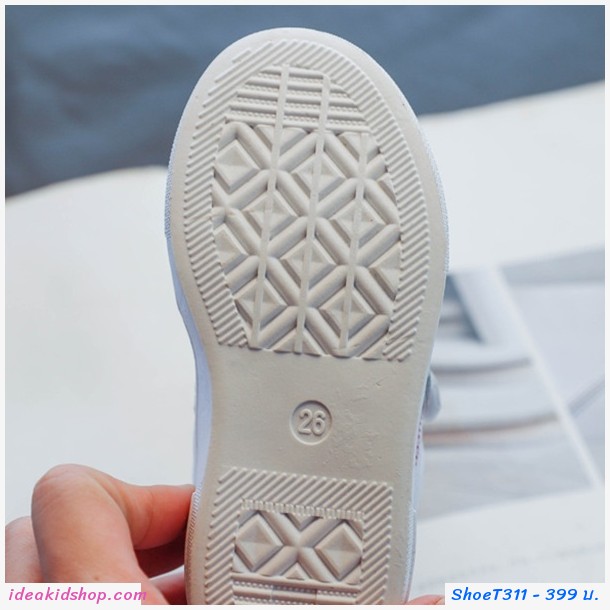 รองเท้าผ้าใบแฟชั่นแต่งกากเพชร Frozen Elsa สีขาว
