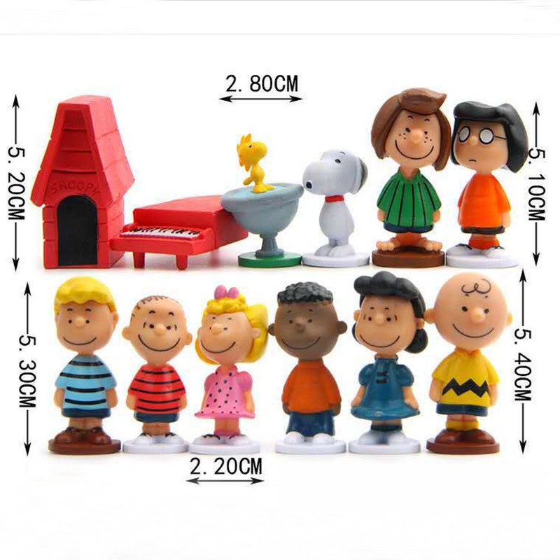 โมเดลฟิกเกอร์ ตุ๊กตา Snoopy Family (เซต 12 ชิ้น)