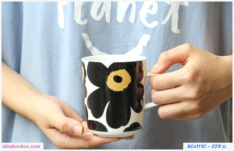 แก้วน้ำเคลือบเซรามิก Poppy Marimekko สีแดง