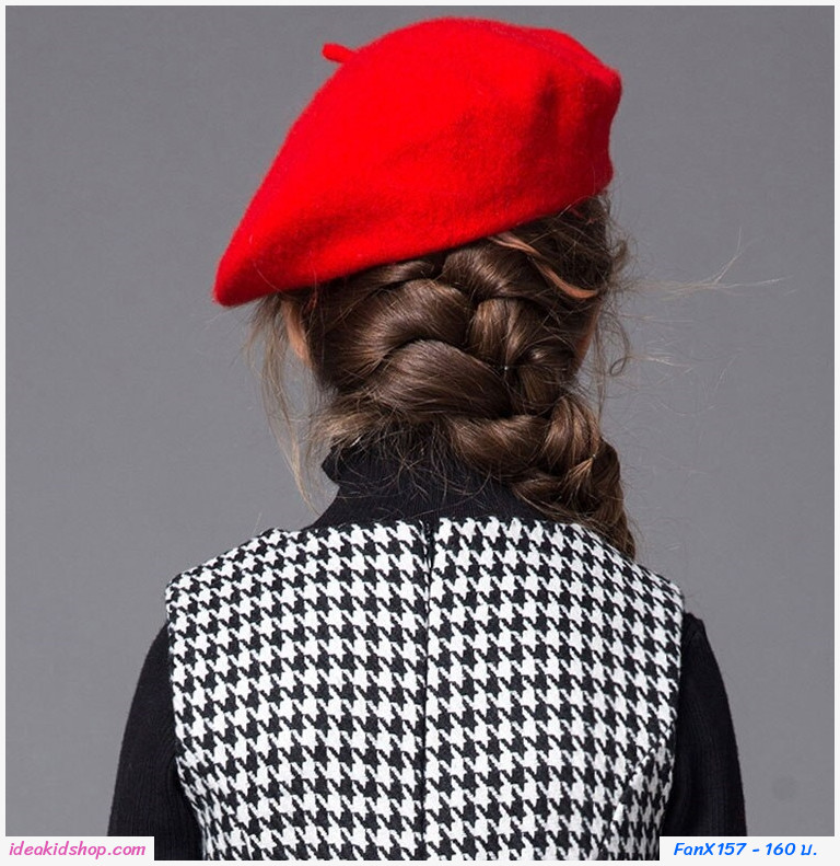 หมวกเด็ก หมวกเบเร่ย์ แนวอังกฤษ Xmas สีแดง