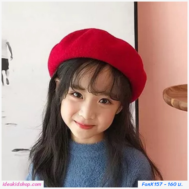 หมวกเด็ก หมวกเบเร่ย์ แนวอังกฤษ Xmas สีแดง