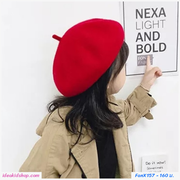 หมวกเด็ก หมวกเบเร่ย์ แนวอังกฤษ Xmas สีแดง