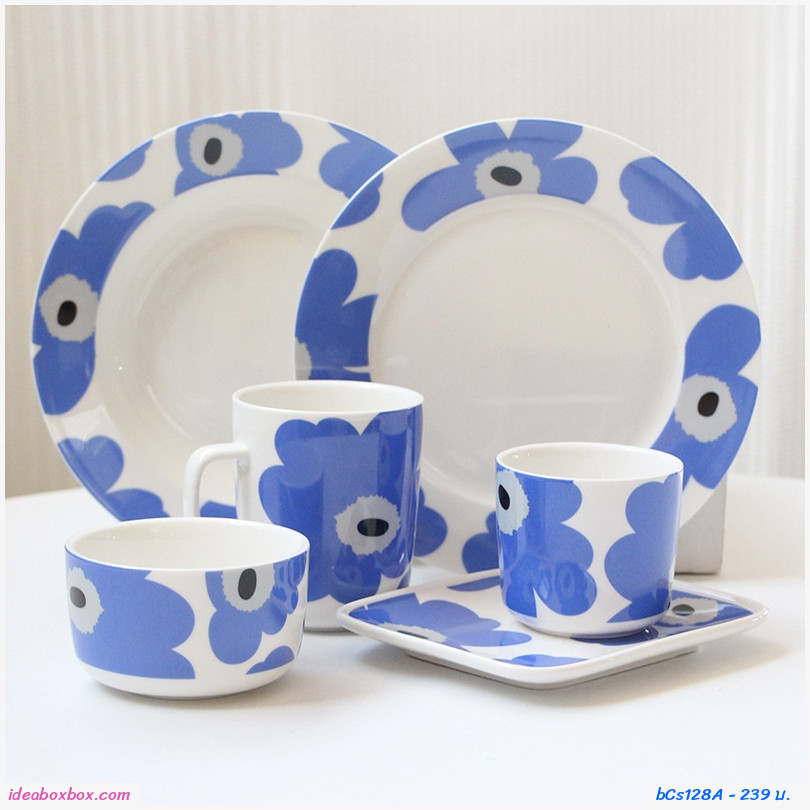 จานเซรามิก ก้นแบบ 8 นิ้ว Platter สีน้ำเงิน