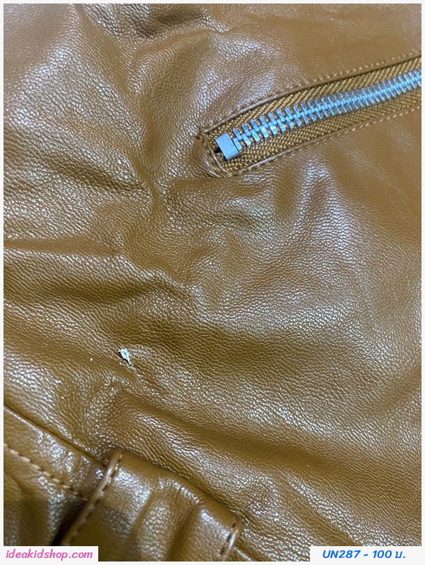 [มีตำหนิ]เสื้อแจ็คแก็ตหนังซิปสุดเท่ ร็อคเล็กเล็ก สีน้ำตาล ตำหนิ 