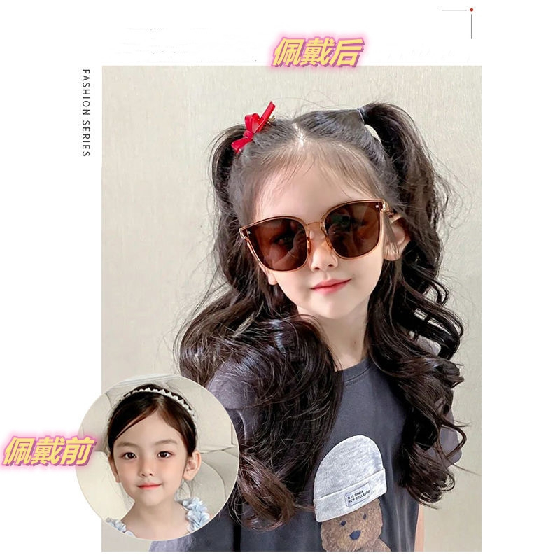แฮร์พีชเด็กแบบหางม้า ผมลอนยาว 45 ซม. สีดำธรรมชาติ(แพค2ชิ้น)