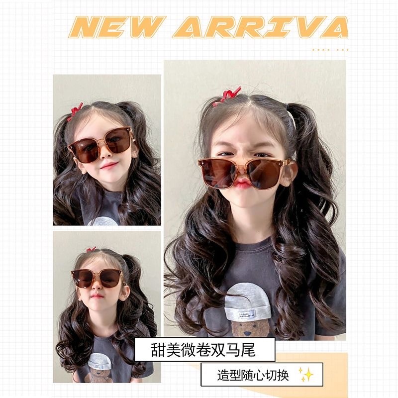 แฮร์พีชเด็กแบบหางม้า ผมลอนยาว 45 ซม. สีดำธรรมชาติ(แพค2ชิ้น)
