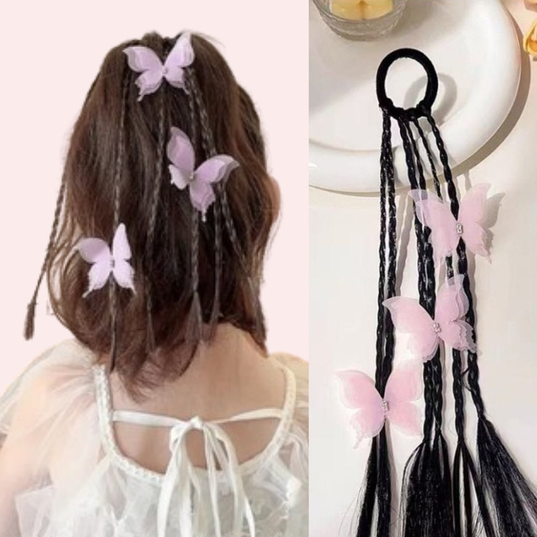 แฮร์พีชเด็กแบบหางม้า ผมลอนยาว 45 ซม. สีดำธรรมชาติ(แพค2ชิ้น)