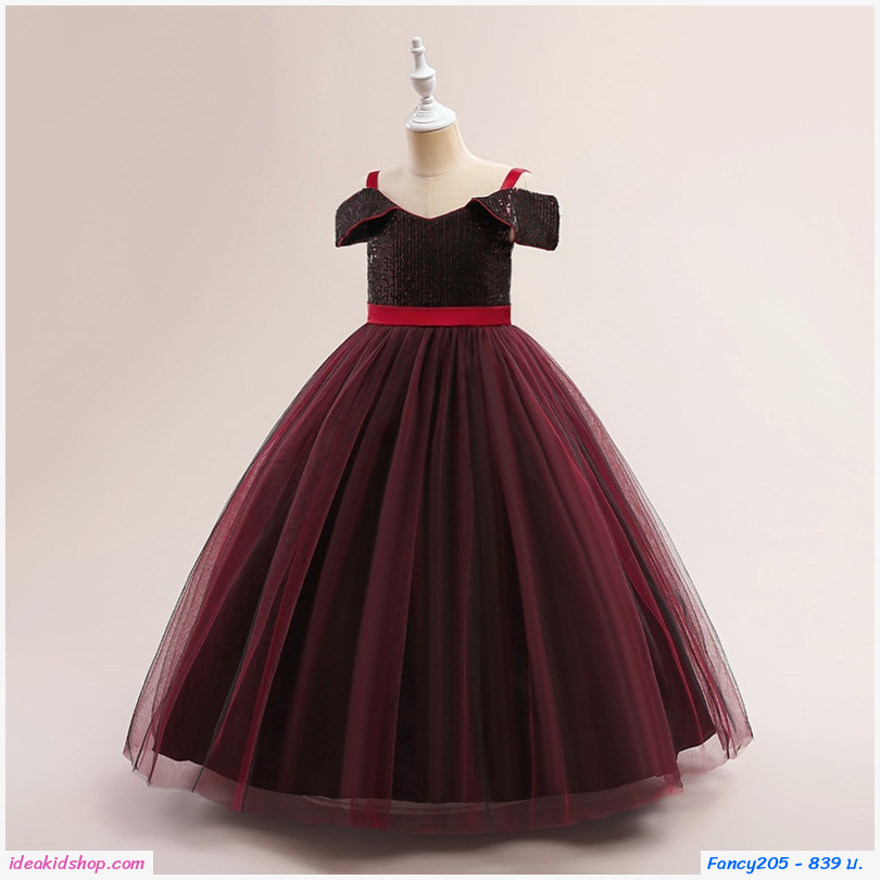 ชุดฮาโลวีน คอสเพลย์ แม่มด Princess(ไม่รวมหมวก) สีแดงดำ