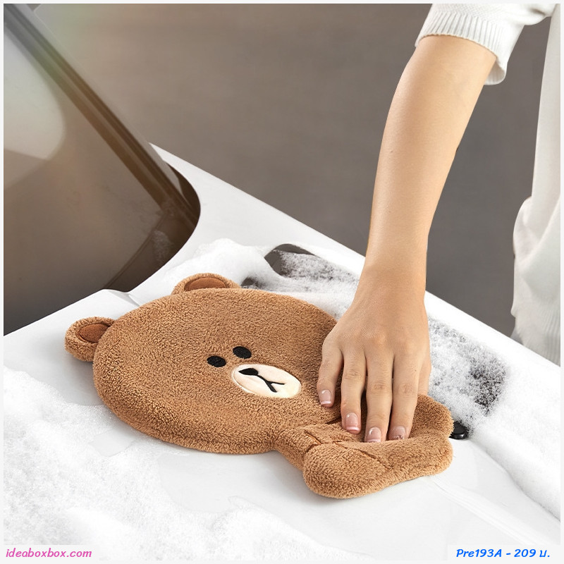 [พรีออเดอร์] ผ้าเช็ดมือน่ารัก ผ้าเช็ดอเนกประสงค์ Microfiber Line Friend หมี BROWN BODY