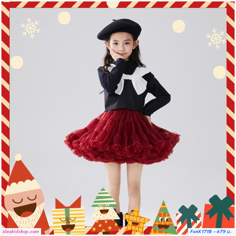 กระโปรงเด็ก Premium tutu  สีพื้น สีแดง