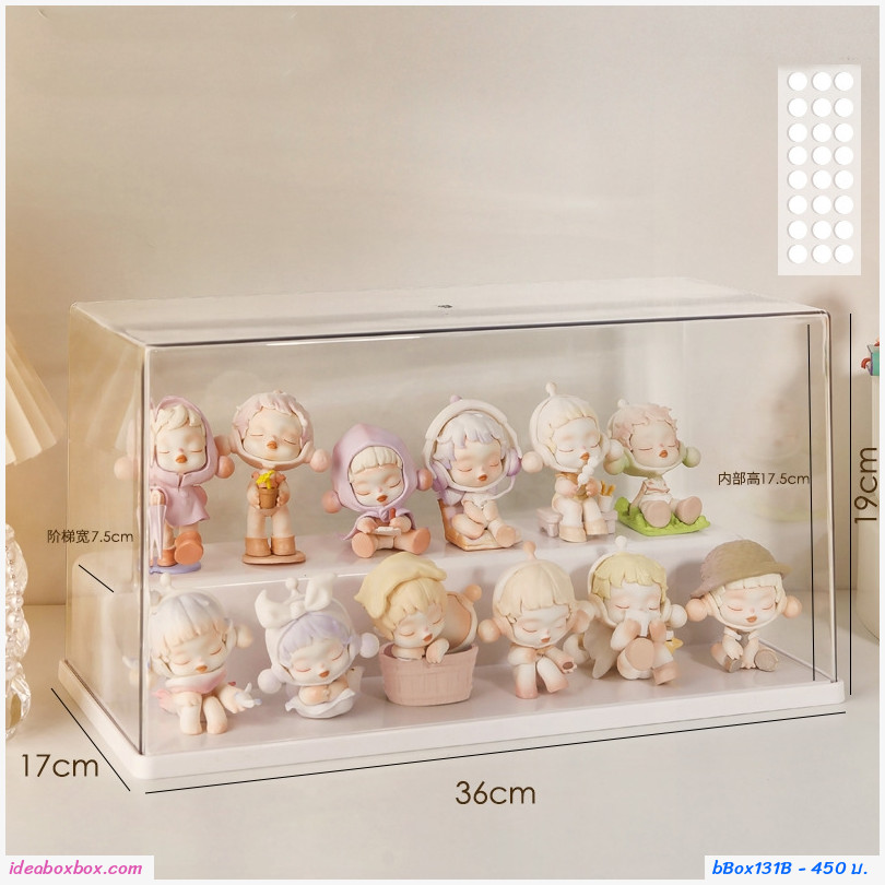 กล่องโชว์โมเดล+สแตนด์ transparent figure display box สีขาว