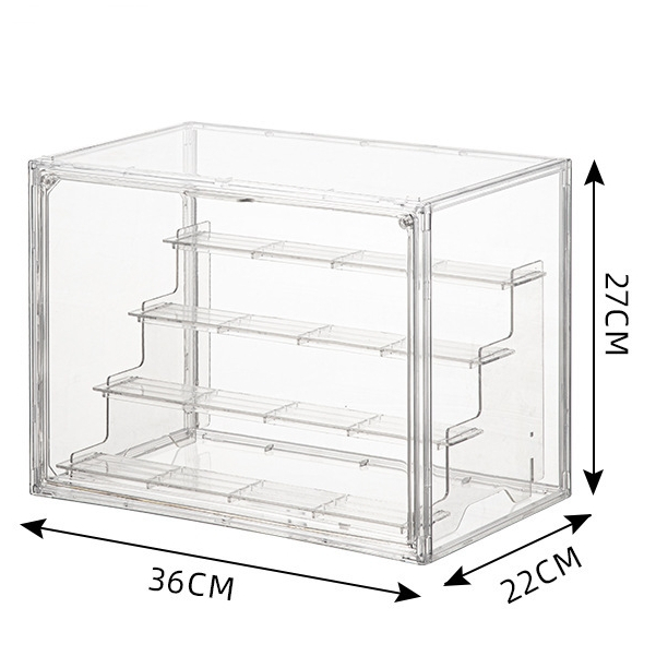 กล่องโชว์โมเดล+บันได Figure display box Transparent Stackable  36x22x27