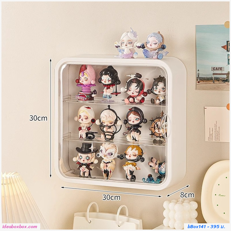 กล่องโมเดล ติดผนังได้ Wall Mounted action figure box สีขาว