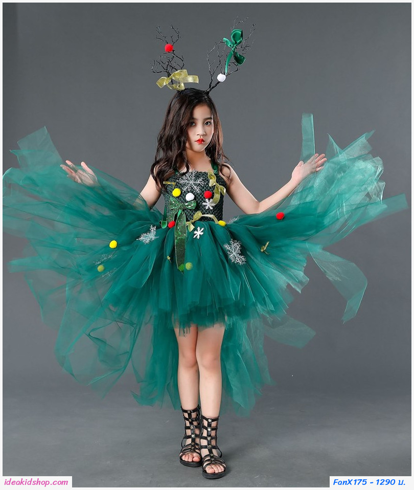 ชุดเดรสเจ้าหญิง Christmas Xmas Catwalk พร้อมที่คาดผมเขากวาง