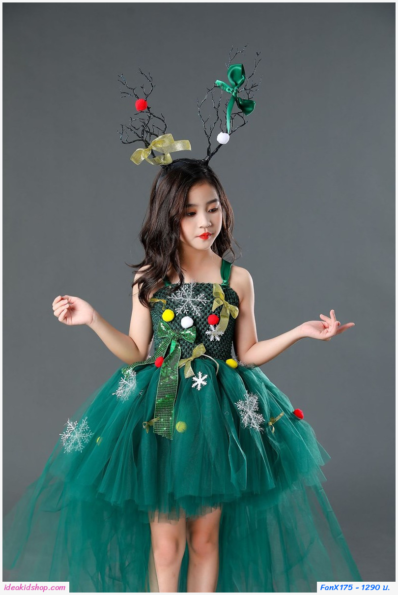 ชุดเดรสเจ้าหญิง Christmas Xmas Catwalk พร้อมที่คาดผมเขากวาง