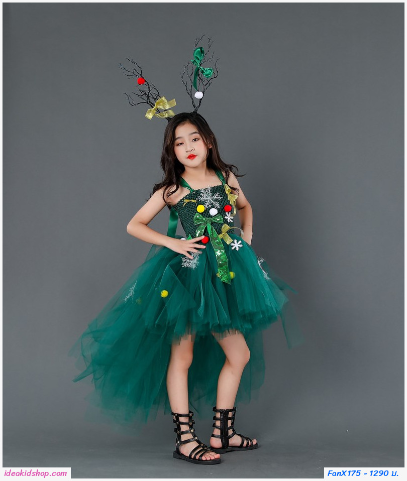 ชุดเดรสเจ้าหญิง Christmas Xmas Catwalk พร้อมที่คาดผมเขากวาง