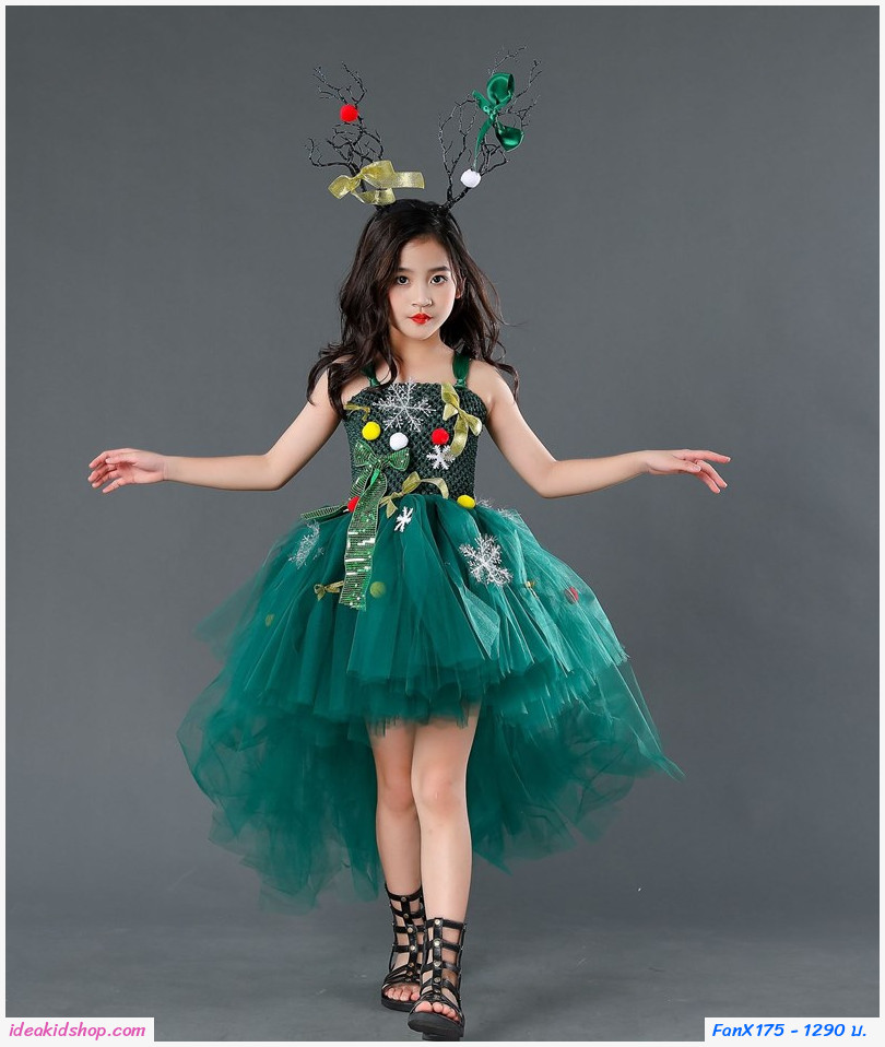 ชุดเดรสเจ้าหญิง Christmas Xmas Catwalk พร้อมที่คาดผมเขากวาง