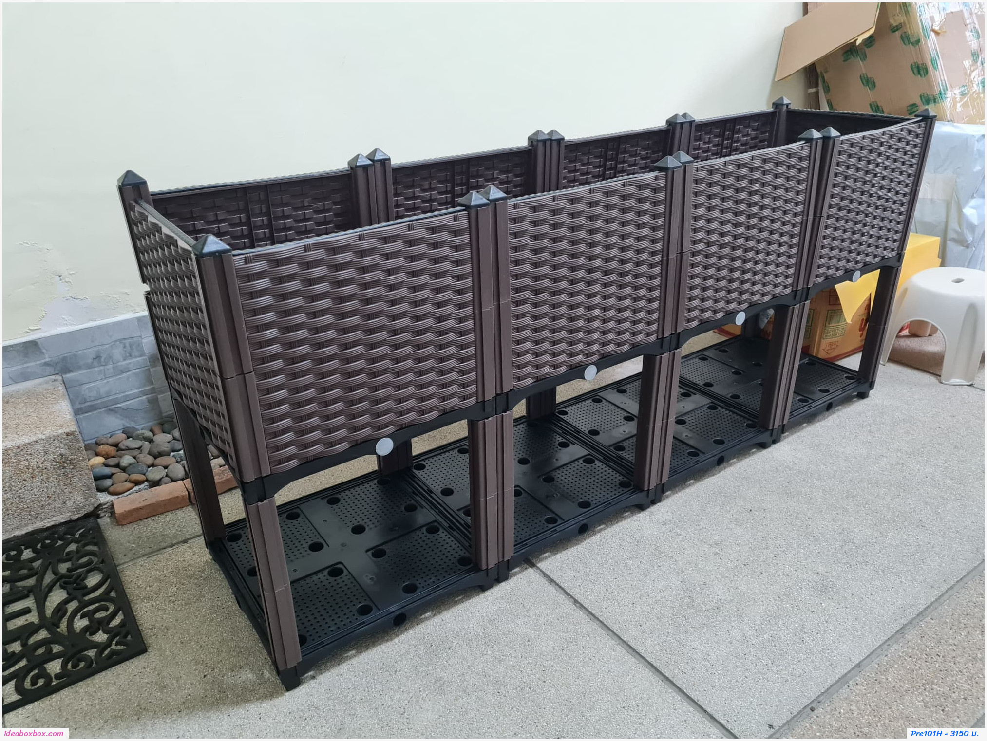 กระบะปลูกผัก Balcony vegetable box 4 ช่องมีขา 30 ซม พร้อมฐาน