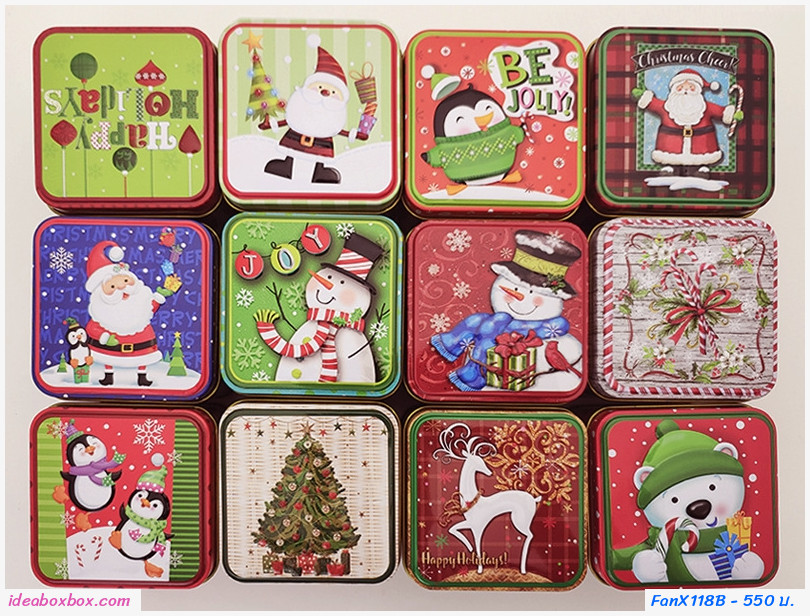 กิ๊บเซตกล่องเหล็ก Zakka XMAS 12 กล่อง แบบ B