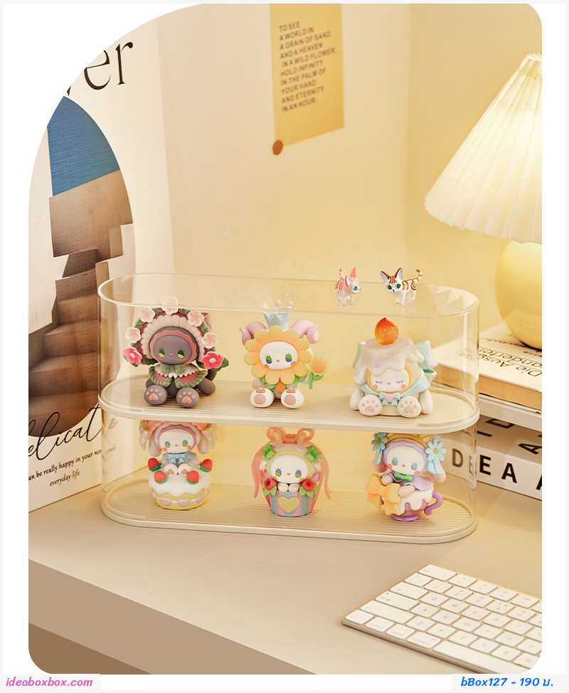 [พรีออเดอร์]กล่องโชว์โมเดล Pop Mart blind box storage box สีครีม 31.5x10x19