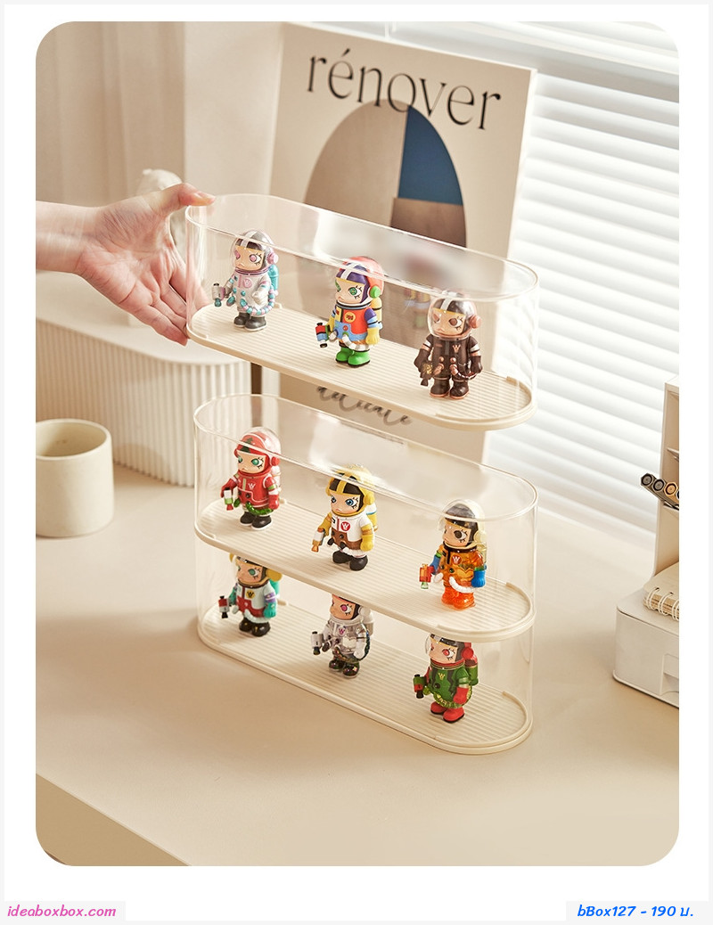 [พรีออเดอร์]กล่องโชว์โมเดล Pop Mart blind box storage box สีครีม 31.5x10x19