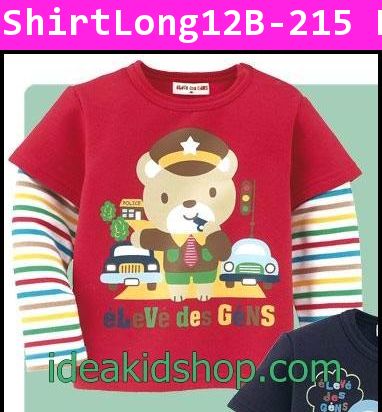 เสื้อยืดแขนยาวสีแดง หมีน้อย ตำรวจจราจร